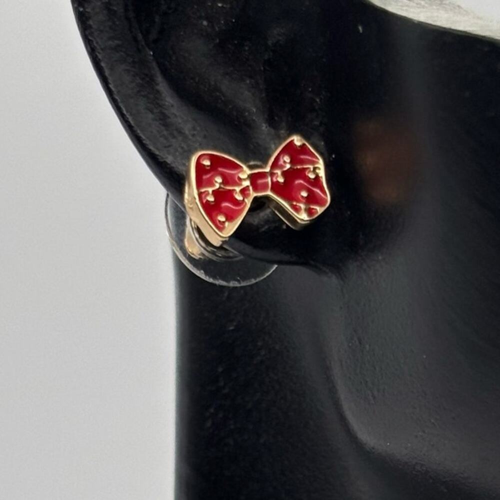 Gold & Red Bow Earrings